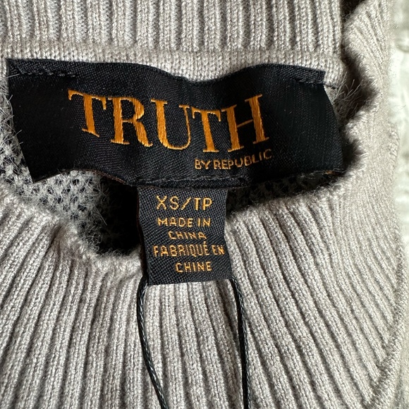 Truth By Republic Floral Jacquard Pullover Sweater Ballon Sleeves Black Grey XS - Picture 4 of 4